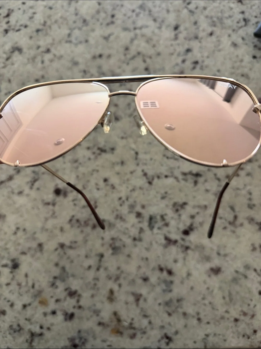 Quay Australia Rose Gold Aviator Sunglasses with Pink Lenses